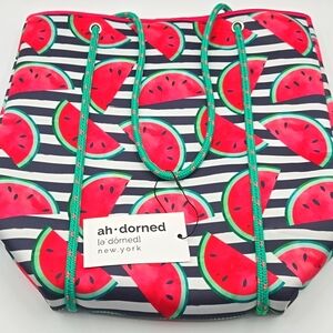 Ah- dorned NWT NY Neoprene tote Watermelons w/ Stripes Detachable Wallet